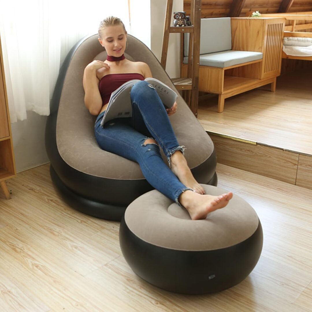 Poltrona inflável rápido portátil com banco de apoio para os pés