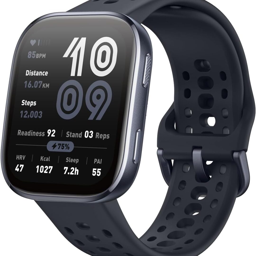 Amazfit Bip 6 smartwatch 46 mm, bateria de 14 dias, tela AMOLED de 1,97 polegadas, GPS e mapas gratuitos, mais de 140 modos de exercício, 5 ATM resistente à água (Bip 6 Black)