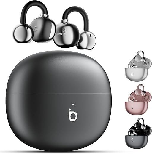 Basike Fones de Ouvido CLip-on Bluetooth 5.4 – Leves e Compactos, ENC, 30h de Bateria, IPX5 – Ideais para Corrida, Academia e Home Office (Preto)