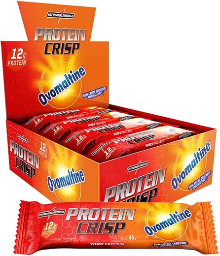 Integralmedica - Barra de Proteína Whey Protein Crisp Bar Ovomaltine - Snack Proteíco - Pré e Pós-Treino - 12 Unidades