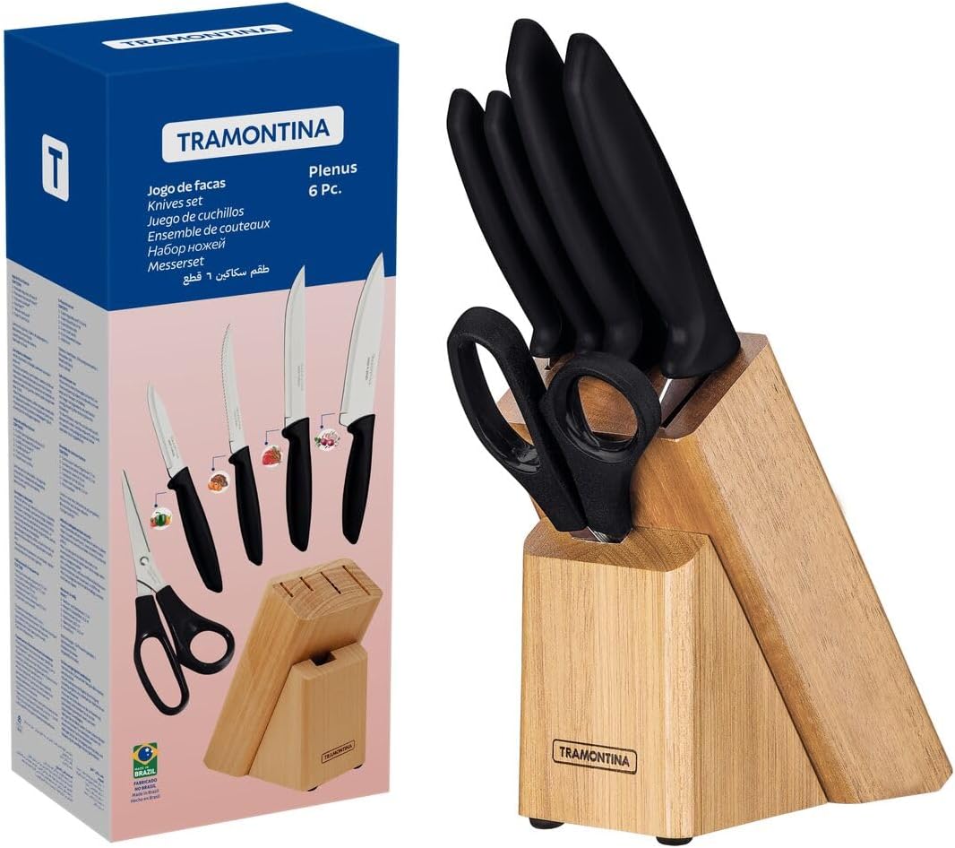 Jogo de Facas 6 Peças, Tramontina, Plenus 23498015, Preto