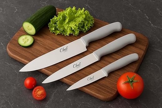 Jogo de Facas Premium Chef 3 Peças Inox Cozinha Legumes Churrasco Frutas