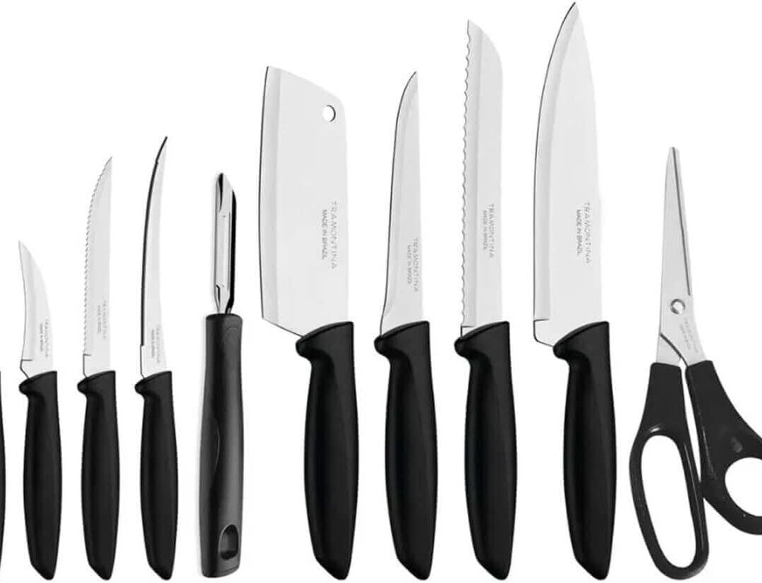 Jogo de Facas Tramontina Plenus com Lâminas em Aço Inox e Cabos de Polipropileno Preto 10 Peças