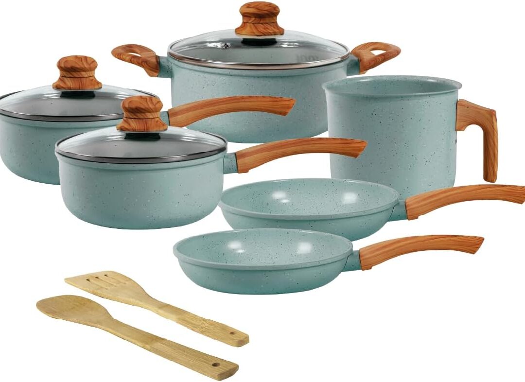 Jogo de Panelas de Alumínio Revestimento Cerâmico com Antiaderente Ecoglide Tuut Marble 8 peças