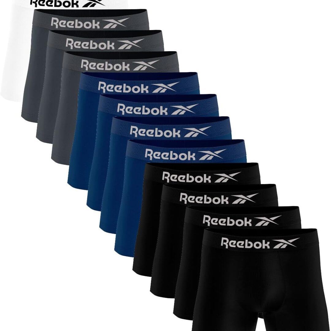 Kit 12 Cuecas Boxer Reebok Masculinas Microfibra Adulto Box Sem Costura