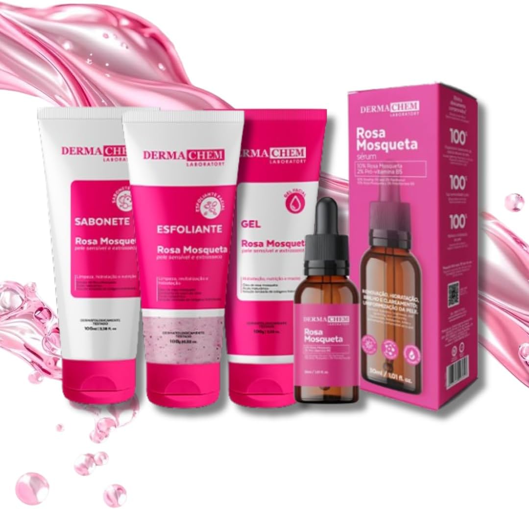 Kit Skincare ROSA MOSQUETA Ultra Hidratante + Sérum Rosa Mosqueta Clareador - 4 Itens 100% de EFICÁCIA COMPROVADA