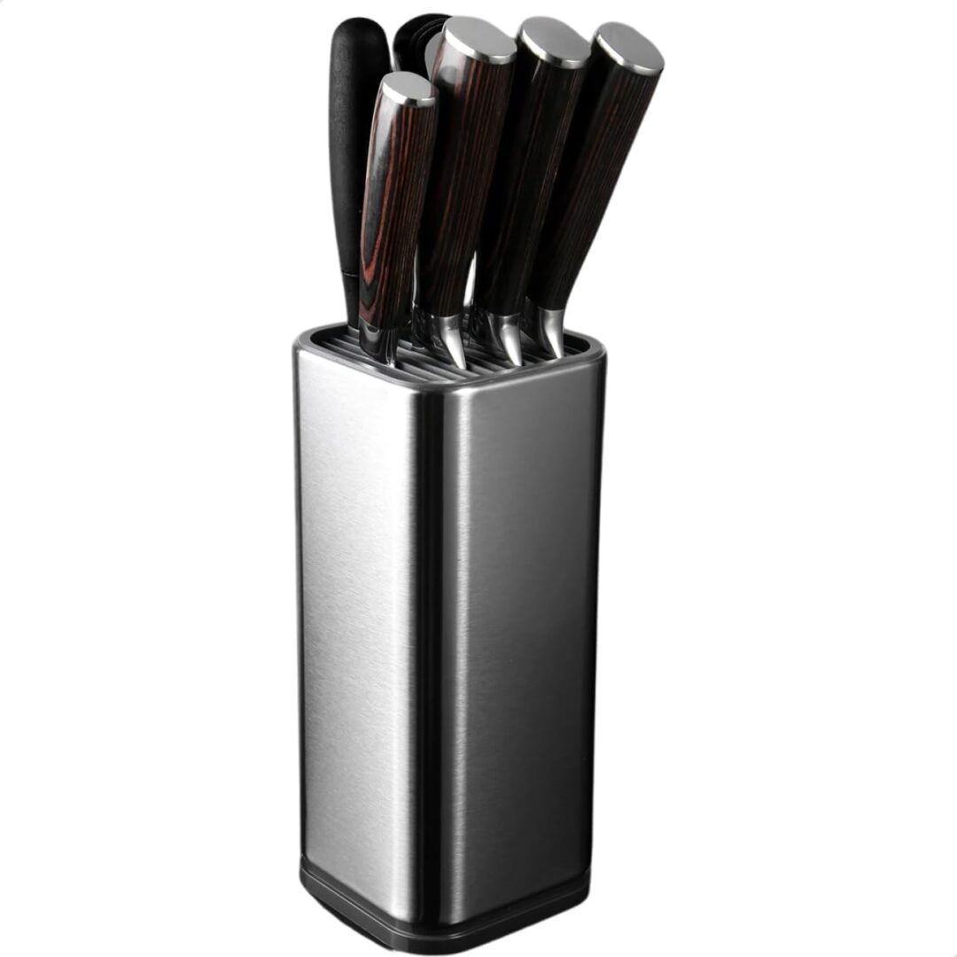 Suporte Organizador Porta Facas Inox para Cozinha Bancada | Cepo de Mesa universal Moderno e Prático