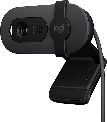 Webcam Full HD Logitech Brio 100 com Microfone Integrado, Proteção de Privacidade, Correção Automática de Luz e Conexão USB-A - Grafite