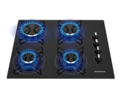 Cooktop a Gás com 4 Bocas Queimadores com Mesa de Vidro Temperado Mondial CTG-01 Preto/Inox Bivolt