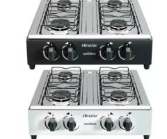 Fogão Cooktop De Mesa Portátil A Gás 4 Bocas Braslar Bivolt