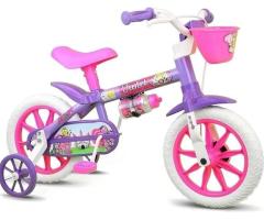 Bicicleta infantil infantil Nathor Violet aro 12 freio tambor cor violeta branco rosa