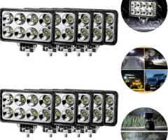 Kit10 Farol Milha Universal Retangular 8led 24w Bivolt 6000k